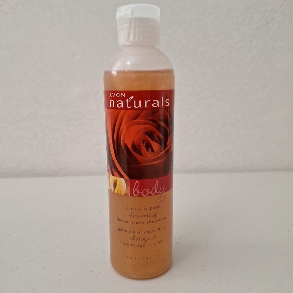 Avon Naturals Red Rose & Peach Shimmering Flower Nectar Shower Gel~Factory Seal